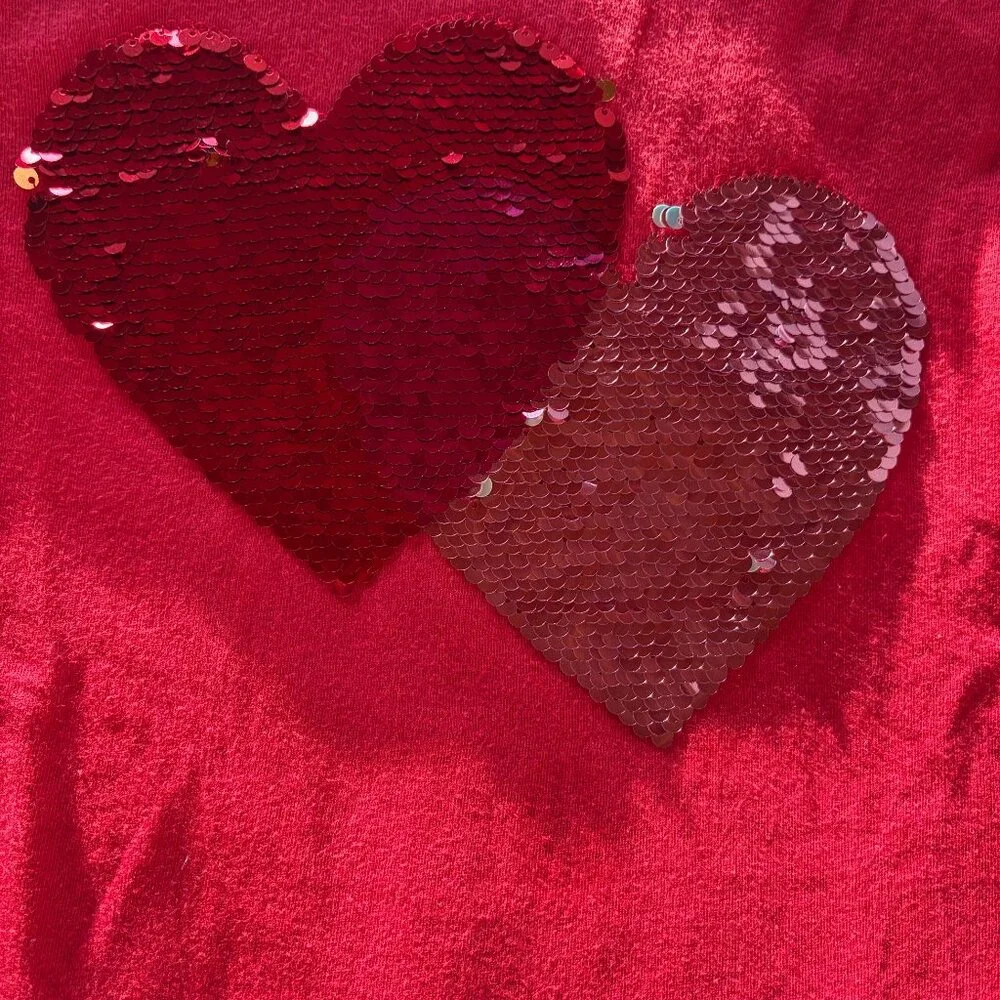 Gap Kids Red Flip Sequin Heart Shirt Girls M Valentine Top